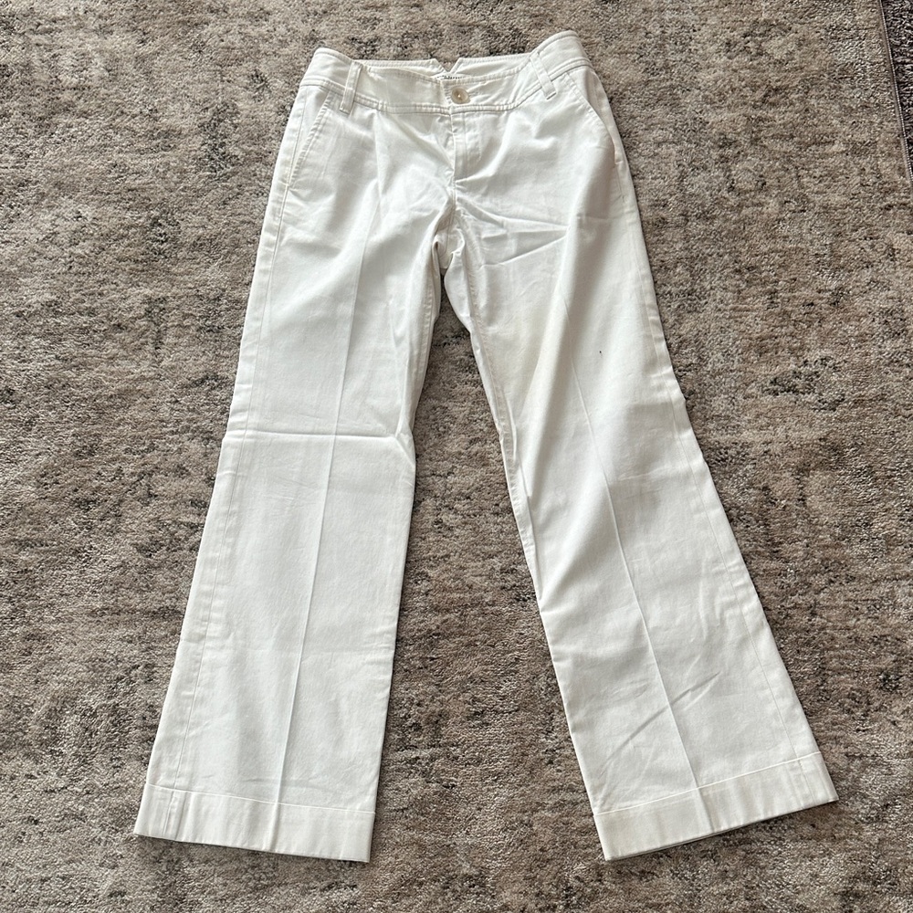 Banana Republic Martin Cream Stretch Straight Leg Pants
